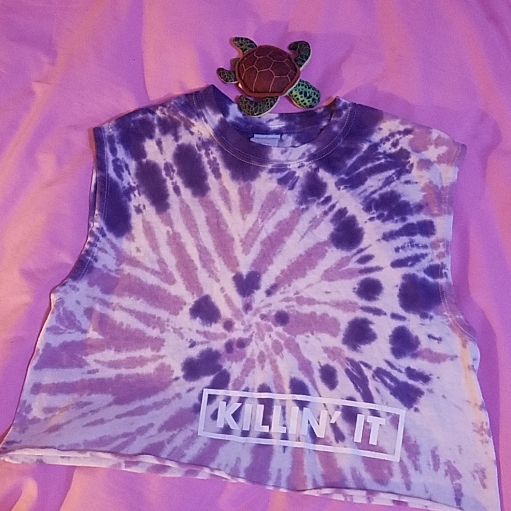 Purple  tie dye killin it crop top sm/xs